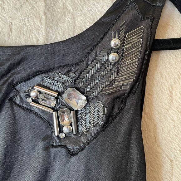 Y2K Do & Be‎ Embellished Black Sleeveless Dress Sz L Whimsigoth - Picture 6 of 9